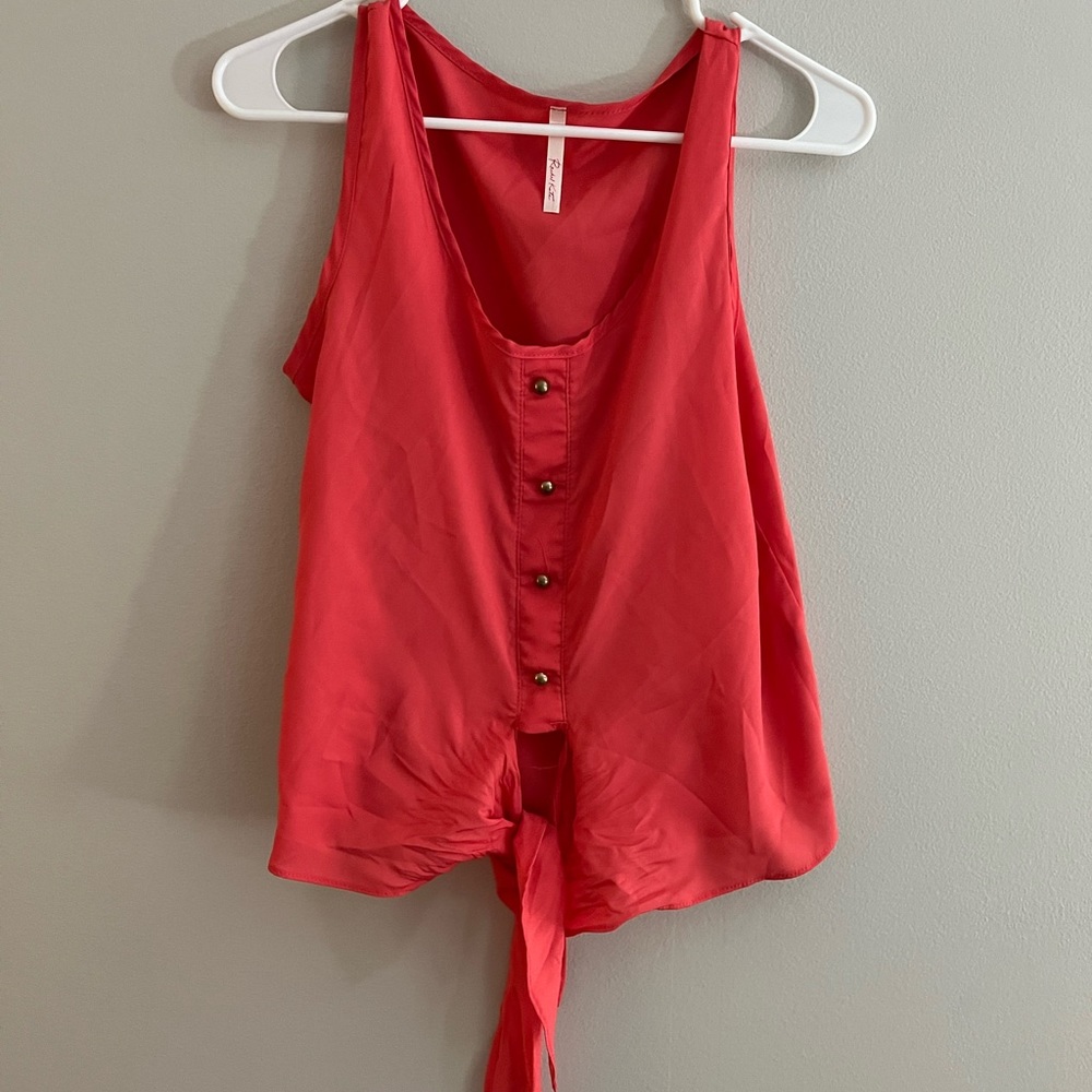 Rachel Kate silk pink tie tank top with buttons